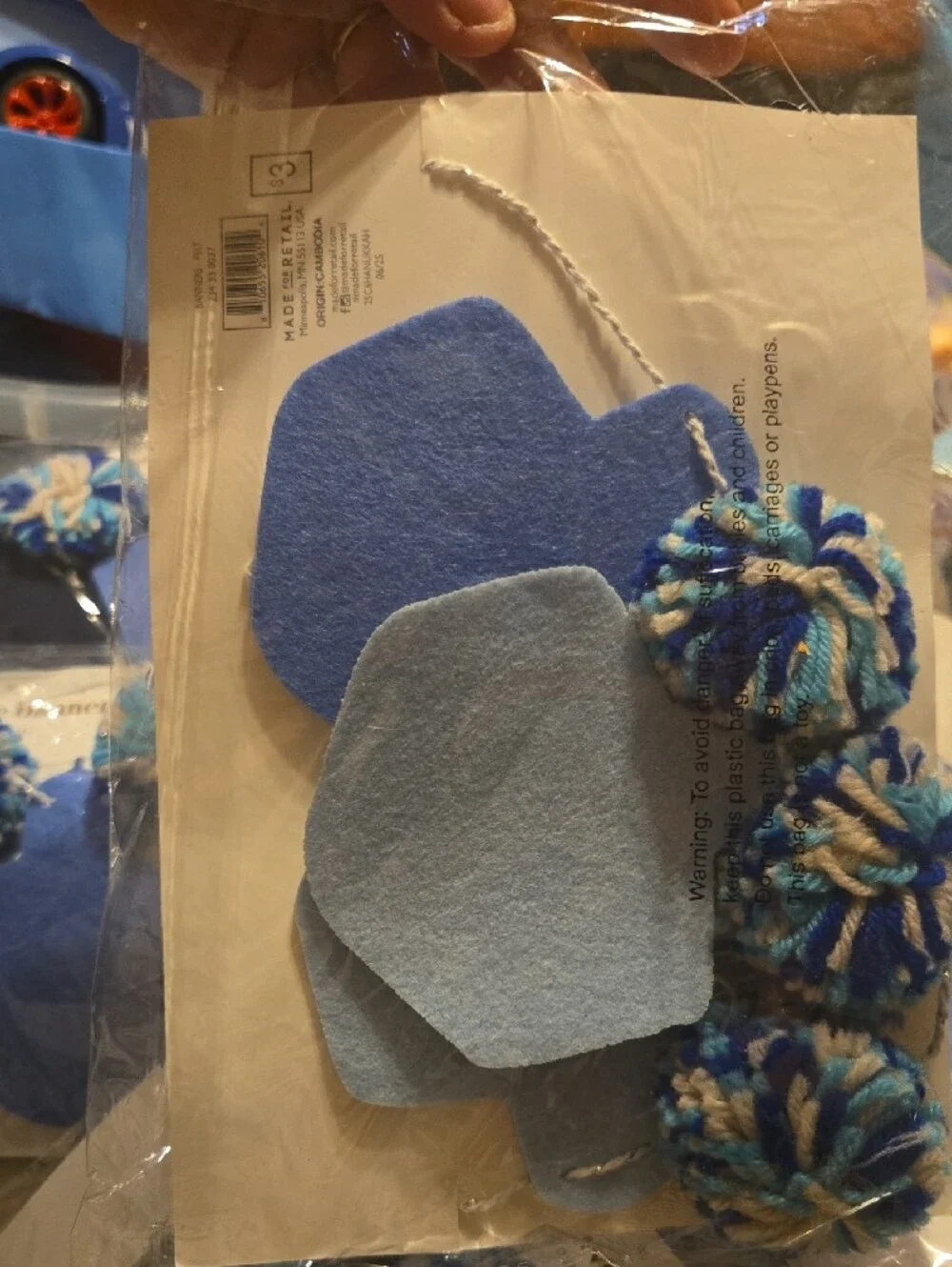 Blue Pom Pom Decorative Banner 6 Packs 844